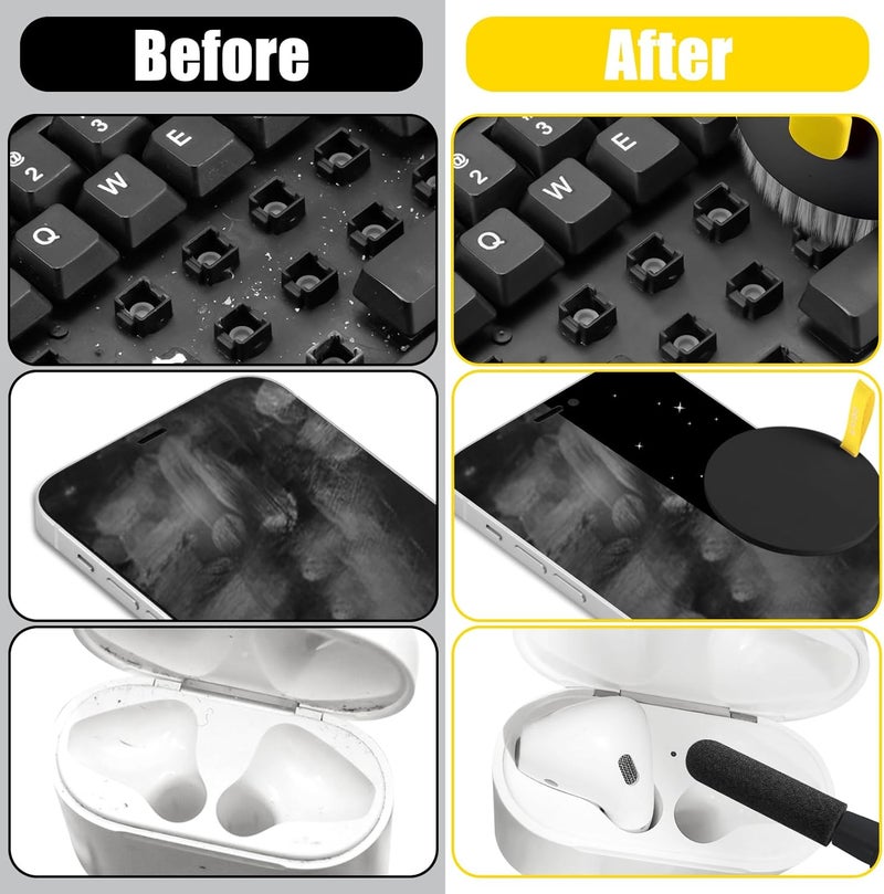 walrfid Laptop Phone Screen Cleaner Kit, Computer Keyboard Brush Cleaning Spray for iPhone AirPods MacBook iPad, 20-in-1 Electronic Device Clean Tool for Camera Earbud Car Screens (Black) - Image 5